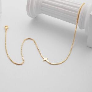 Homemade 14K Real Gold Silver Plated Dainty Small Cross Pendant Choker